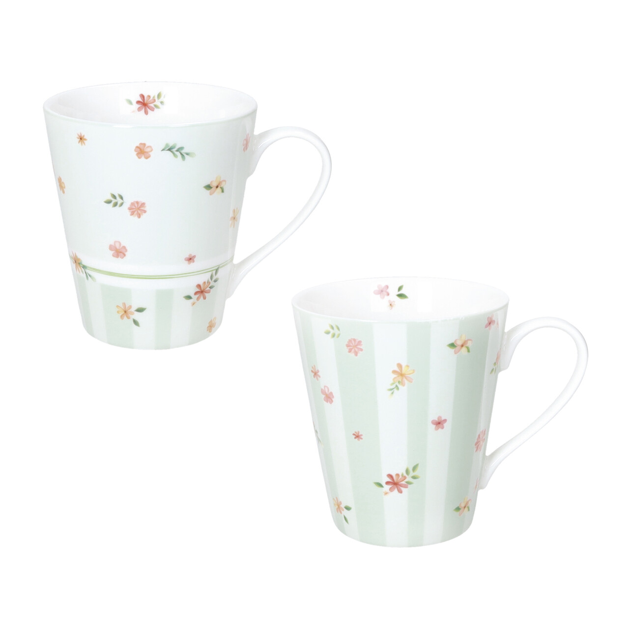 Set 2 cani, Polline Green, Brandani, D8.5x10 cm, 320 ml, portelan New Bone China - imagine 3